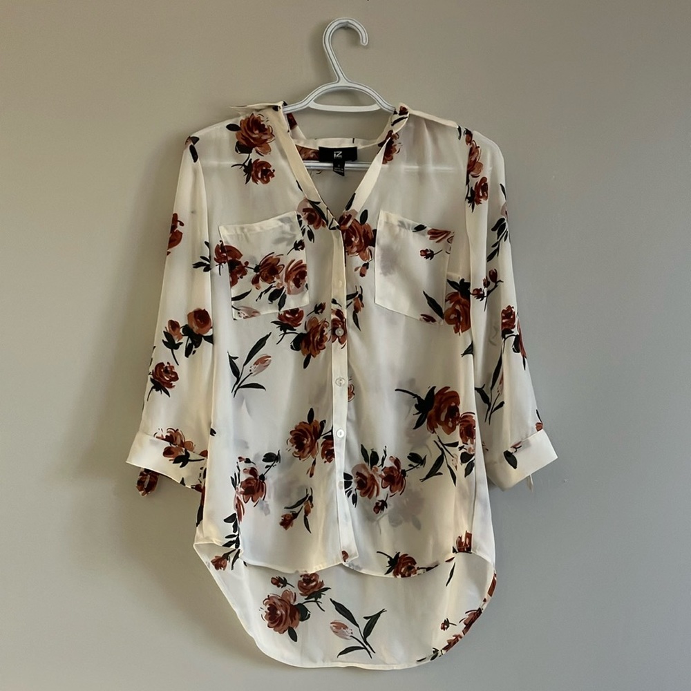 IzByer white floral shirt